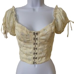 Princess Polly Floral Yellow Corset Top